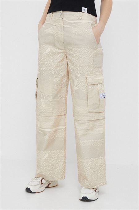 Bavlnené nohavice Calvin Klein Jeans béžová farba