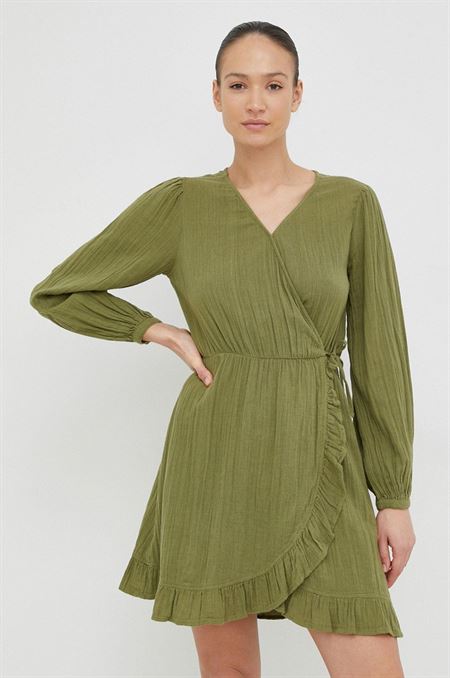 Bavlnené šaty Roxy zelená farba