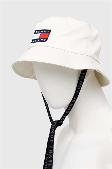 Bavlnený klobúk Tommy Jeans biela farba