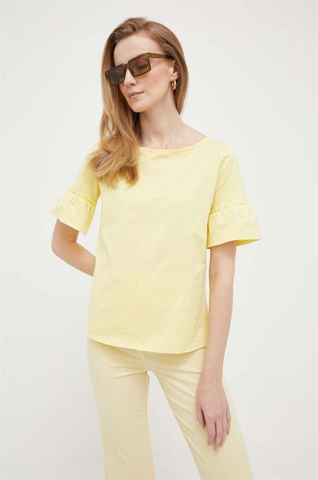 Bavlnené tričko Pennyblack žltá farba
