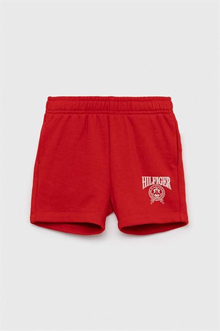 Detské krátke nohavice Tommy Hilfiger červená farba