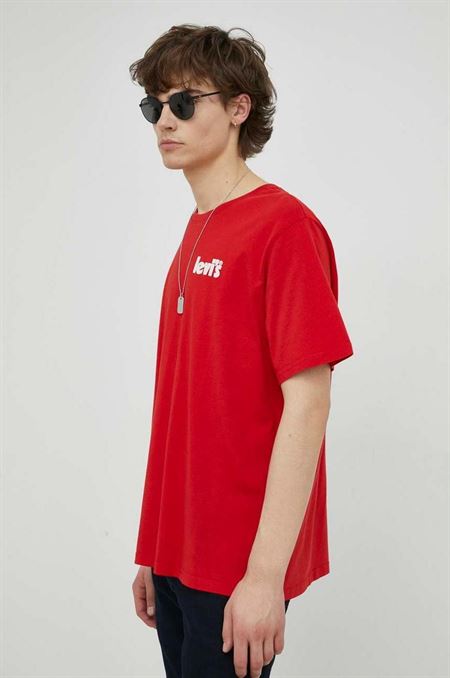 Bavlnené tričko Levi's červená farba