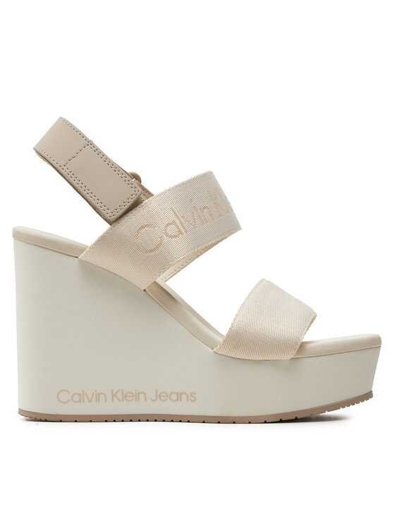 Calvin Klein Jeans Sandále Wedge Sandal Webbing In Mtl YW0YW01479 Écru