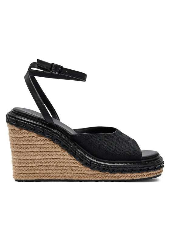Calvin Klein Espadrilky Wedge Sandal 70 Mono Jacq HW0HW01961 Čierna